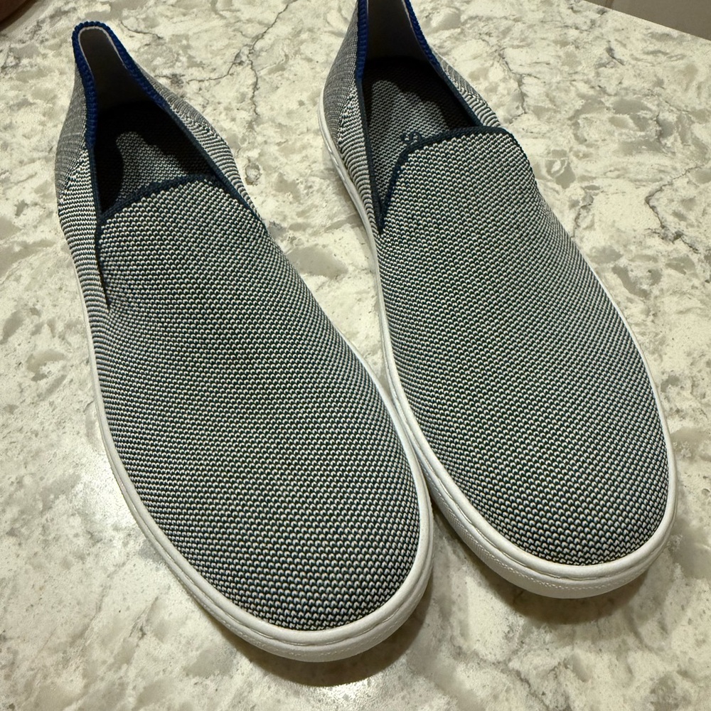 Rothy's Navy and White Women's Slip-On Sneakers